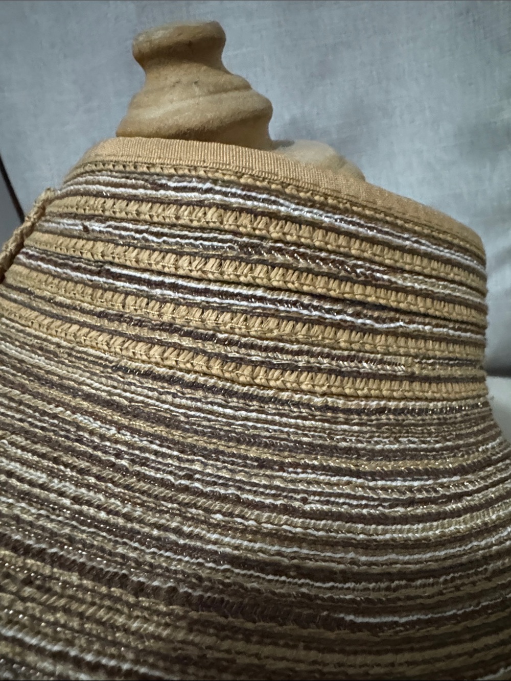 Gorgeous Magid Sun Visor-Earth Tones-Striped-Paper Material-Rear Bow Detail-EUC - Picture 6 of 14